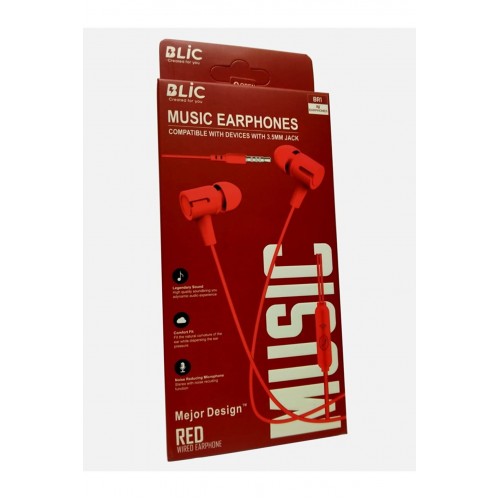 Blic Kırmızı Mikrofonlu Kumandalı 3,5mm Jack Telefon  Kulaklığı